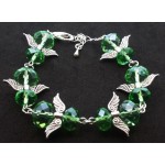 Green Coloured Crystal Glass Guardian Angel Bracelet